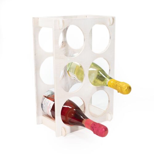 Cantinetta Vino Legno grezzo BIANCA 24,6x36,6 profondita' 16 cm Portabottiglie per 6 bottiglie