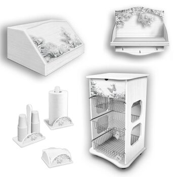 Accessoires de cuisine WHITE BUTTERFLY Ligne polyvalente en fibre de bois, organisateur pour ustensiles, peu encombrant 1