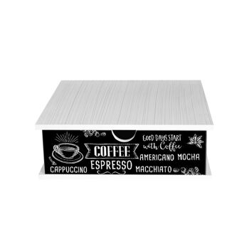 Compra Contenitore Porta Capsule e Cialde caffè Cassetto ORGANIZER White  BLACKBOARD COFFEE 33x33 cm in legno all'ingrosso