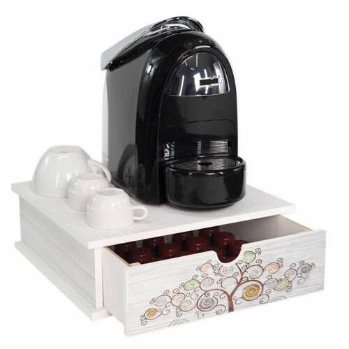 Buy wholesale Container for Capsules and Coffee Pods Drawer ORGANIZER White  TREE WHITE 33x33 cm in wood Tree of life