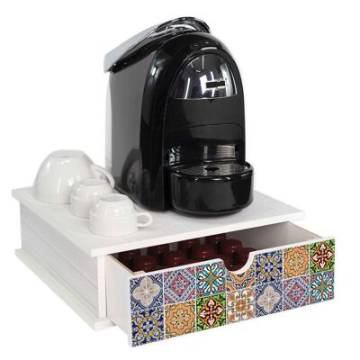 Contenitore Porta Capsule e Cialde caffè Cassetto ORGANIZER White TILES 33x33 cm in legno