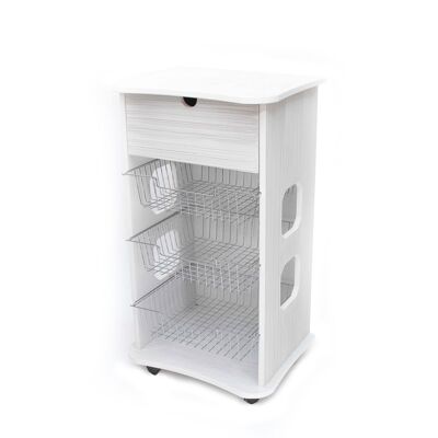 Carrello cucina salvaspazio legno Portafrutta multiuso misure 47x39 Altezza 85 cm colore Bianco WHITE