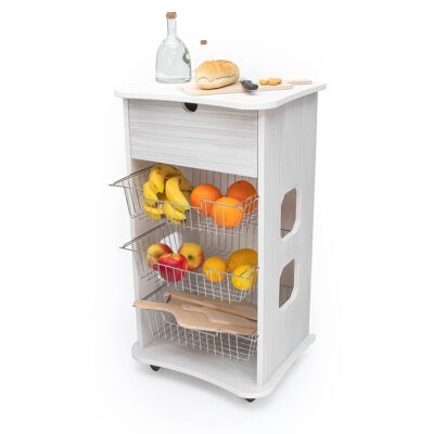 Carrello cucina salvaspazio legno Portafrutta multiuso misure 47x39 Altezza 85 cm White - Bike With Love