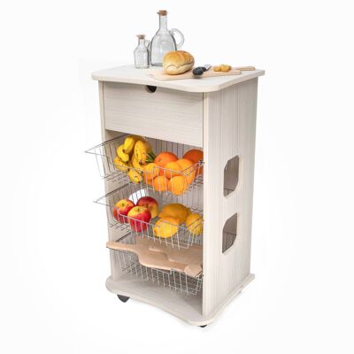 Carrello cucina salvaspazio legno Portafrutta multiuso misure 47x39 Altezza 85 cm Shabby Sunflowers