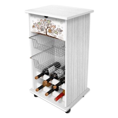 Carrello cucina salvaspazio legno NEW Portafrutta multiuso Albero della Vita misure 47x39 Altezza 85 cm WHITE Tree White