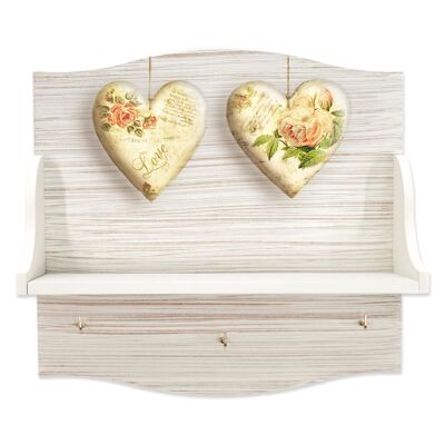 Mensola Portabarattoli multiuso con Stampa HD, organizer per utensili cucina, salvaspazio 33x33 cm SHABBY Rose Heart