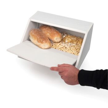 Boîte à pain NEW, récipient pour aliments secs avec décoration BLACKBOARD en bois BLANC 30x40x20 cm 2