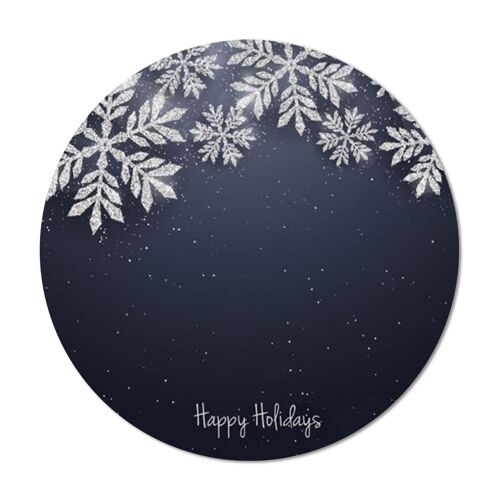 Sottotutto decorato Blu in Legno Rotondo Sotto bicchiere, piatto, pentola Natale CHRISTMAS D Happy Holidays