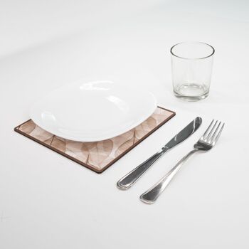 Sous tout décoré en Bois CARRÉ Sous-verre, assiette, pot FEUILLES MARRON 4