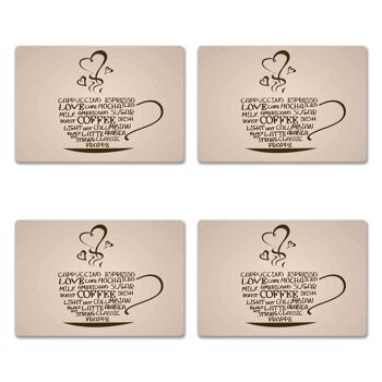 Set de 4 sets de table en PPL avec motif imprimé 31x45 cm COFFEE MODERN 2