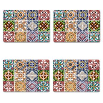 Set de 4 sets de table en PPL avec motif imprimé 31x45 cm CARREAUX 3