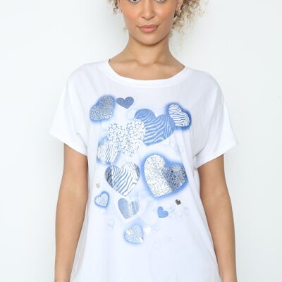 T-shirt motif coeur fleuret