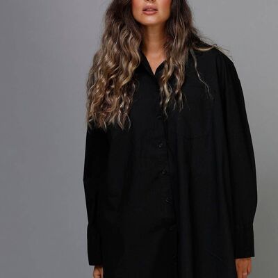 Boyfriend Oversized Cotton Shirt - Black