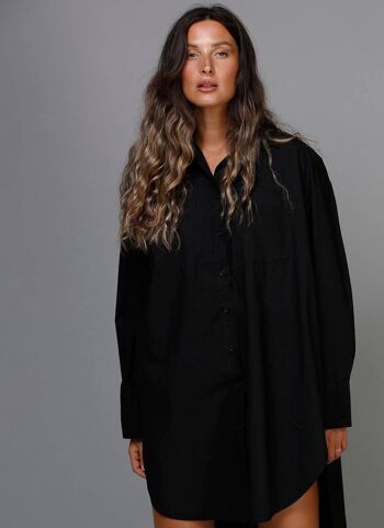 Chemise oversize en coton Boyfriend - Noir