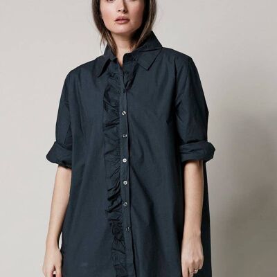 Girlfriend Cotton Shirt - Almost Black