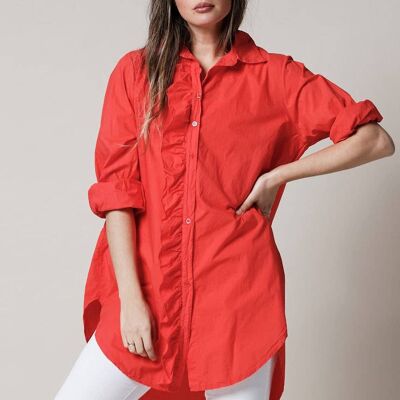Chemise en coton Girlfriend - Corail
