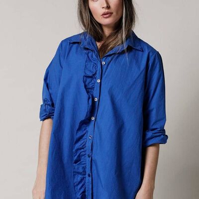 Girlfriend Cotton Shirt - Cobalt Blue
