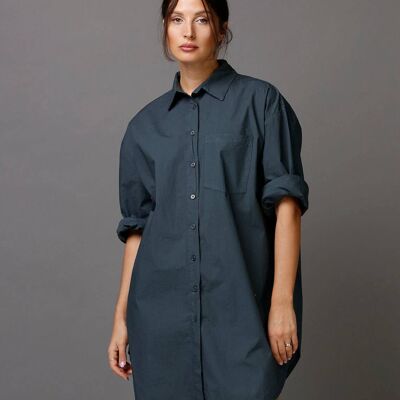 Chemise oversize en coton Boyfriend - Presque noir