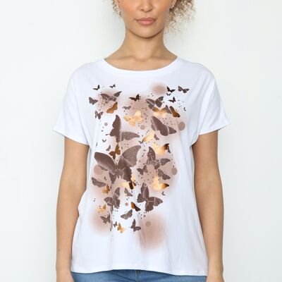 T-shirt estiva con disegno a farfalla