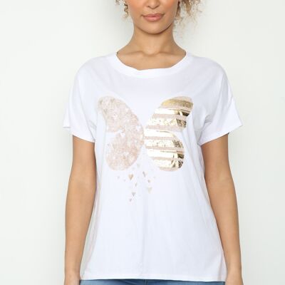 T-shirt con grande disegno a farfalla