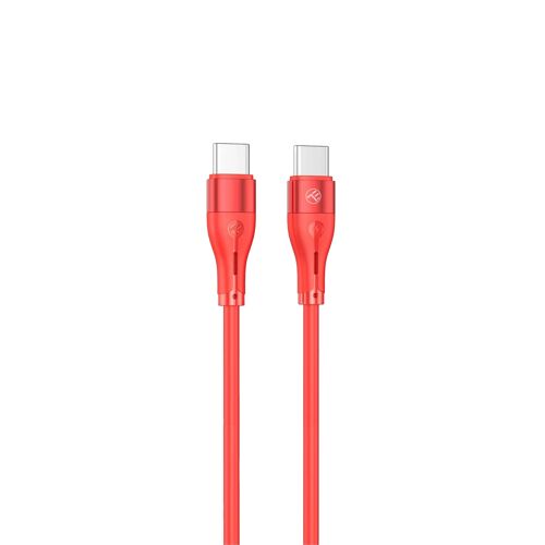Tellur Silicone Type-C to Type-C cable, 3A, PD60W, 1m, red