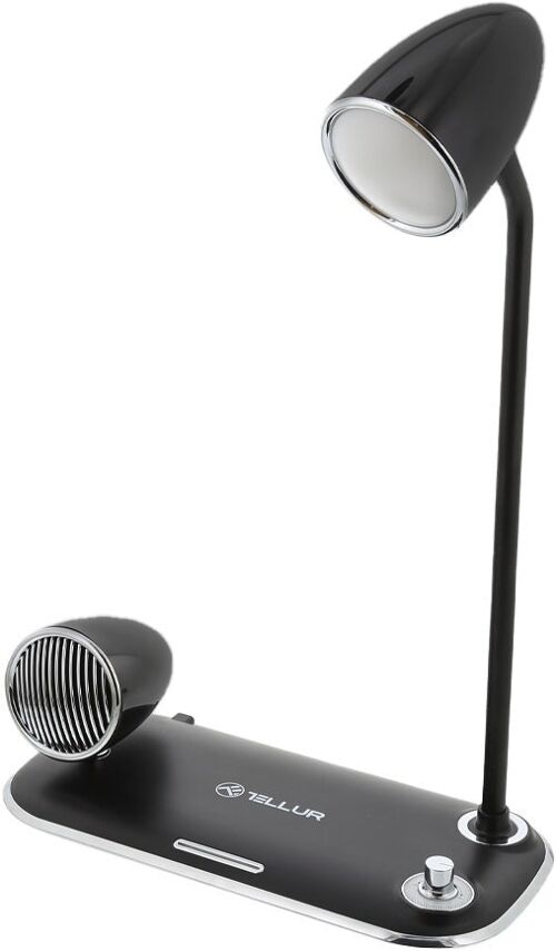 Tellur Nostalgia Wireless Desk Charger 15W, Bluetooth Speaker 5W, Desk Lamp, Black
