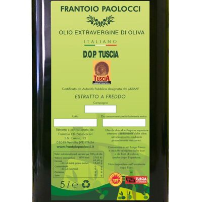 Huile d'olive extra vierge DOP TUSCIA 5 litres (5000 ml)