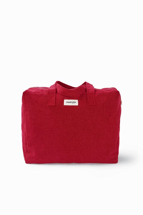 Elzévir le grand sac weekend - Coton recyclé Rouge Vibrant