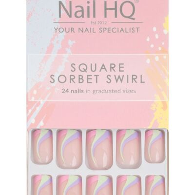 Nail HQ Square Sorbet Swirl Nails