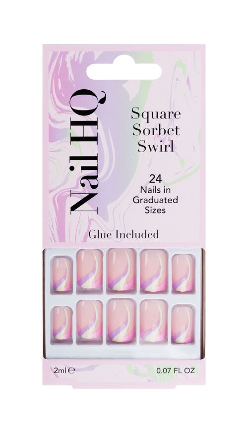 Nail HQ Square Sorbet Swirl Nails