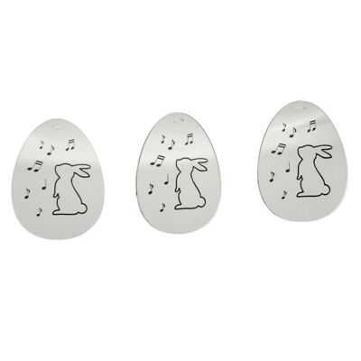 Pendentif en forme d'oeuf de Pâques avec lapin de Pâques et notes de musique en acrylique
