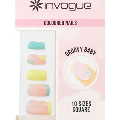 Invogue Groovy Baby Nails Ongles carrés (24 pièces)