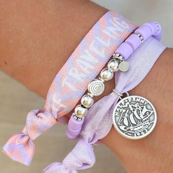 Bracelet Ibiza pièce lilas argent 2