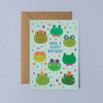 Party-Frosch-Karte | Geburtstagskarte | Kindergeburtstagskarte