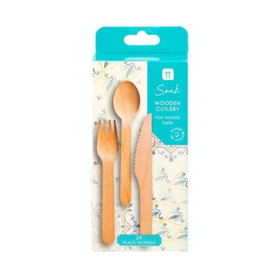 Eco-Friendly Souk Wooden Cutlery - 24 Place Settings