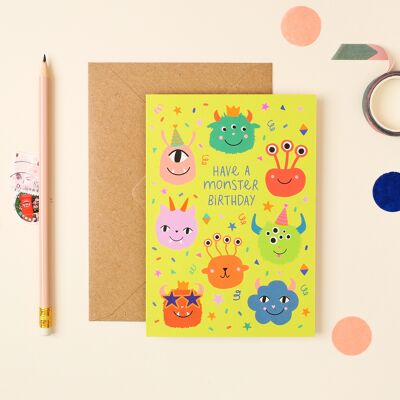 Party Monster Card | Birthday Card | Kid's Birthday Card