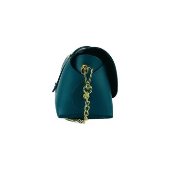 RB1001BZ | Petit sac en cuir véritable Made in Italy avec bandoulière amovible et boucle de fermeture en métal doré brillant - Couleur turquoise - Dimensions : 16,5 x 11 x 8 cm 3