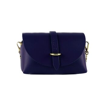 RB1001Y | Petit Sac en Cuir Véritable Fabriqué en Italie avec bandoulière amovible et fermeture en métal doré brillant - Couleur Violet - Dimensions : 16,5 x 11 x 8 cm 4