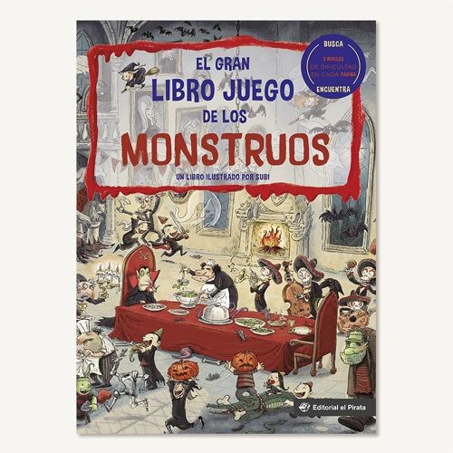 El gran libro juego de los monstruos: Libros en español, libro juego para buscar y encontrar, cartoné / zombies, parque de atracciones, aliens, vampiros, dracula, Halloween