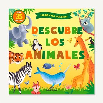 Découvrez les animaux : Livres interactifs pour enfants en espagnol à couverture rigide pour apprendre le vocabulaire / histoire pour enfants avec 35 volets / lettre majuscule, en bâton 1