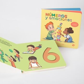 Chiffres et émotions : Livres cartonnés pour enfants en espagnol pour bébés interactifs / apprendre les chiffres, compter, les émotions / apprendre en touchant avec bas relief / lettre bâton, lettre majuscule 4