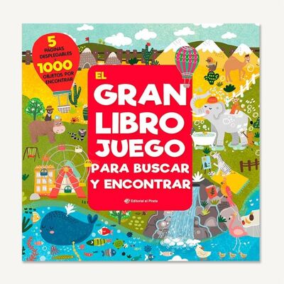 The Big Book Search and Find Game: Interaktive spanische Kinder-Brettbücher / 1000 Objekte zum Suchen und 5 riesige ausklappbare Seiten / Puzzles, Labyrinthe, Brettspiele / Vokabeln lernen