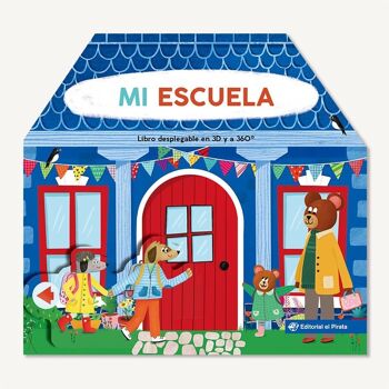 Mon école : Livres pour enfants en espagnol, livre carrousel déroulant 3D et 360º, livre pop-up, jeu interactif, symbolique / poupées à jouer, chercher et trouver, plusieurs jeux / animaux, cadeau 2