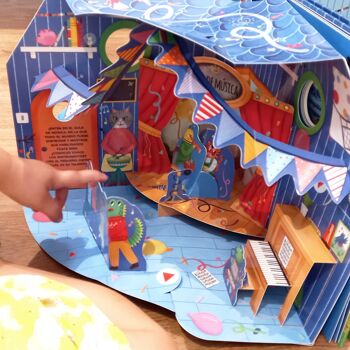 Mon école : Livres pour enfants en espagnol, livre carrousel déroulant 3D et 360º, livre pop-up, jeu interactif, symbolique / poupées à jouer, chercher et trouver, plusieurs jeux / animaux, cadeau 4
