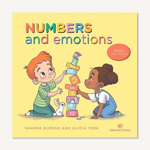 Numbers and Emotions: Libros infantiles de cartoné en inglés para bebés interactivo / aprender los números, contar, emociones / aprende tocando con bajo relieve / letra de palo, mayúscula