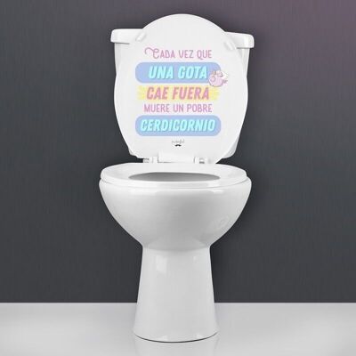 Pegatina WC - N - Cada vez que una gota cae fuera muere un pobre cerdicornio