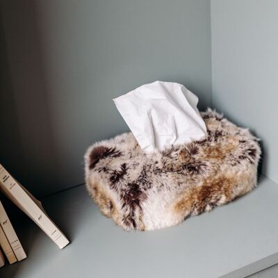 Rectangular faux fur tissue box - Made in France
