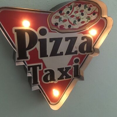 PIZZA Taxi Pizzería LED - aproximadamente 30x30 cm