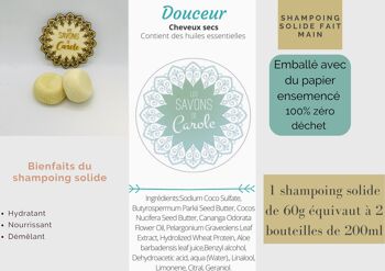 Douceur, Shampoing Solide Naturel, Pour Cheveux Secs, Déshydratés 8