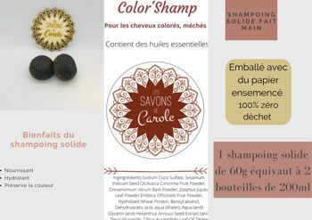 Color'Shamp, Shampoing Solide Naturel, Pour Cheveux Colorés, Méchés, Aux Plantes Ayurvédiques 8